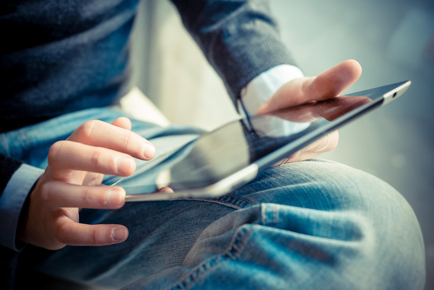 Person using a tablet computer